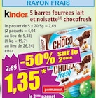 5 barres fourrées lait et noisette choco fresh - Kinder - Norma à Mulhouse 5 barres fourrées lait et noisette choco fresh - Kinder en promo chez Norma Mulhouse à 1,35 €