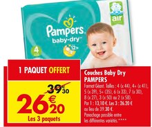 Couches baby dry - Carrefour à Évry Couches baby dry en promo chez Carrefour Évry à 26,20 €