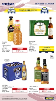 Jack Daniels im METRO Prospekt "Wochenangebote" mit 28 Seiten (Lingen (Ems))