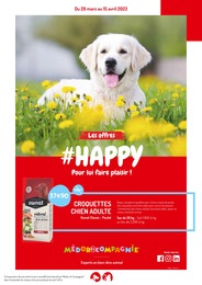 Prospectus Médor et Compagnie "Les offres #HAPPY pour lui faire plaisir !", 4 pages, 29/03/2023 - 15/04/2023