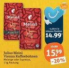 Vienna Kaffeebohnen im Angebot bei tegut in Mühlhausen Vienna Kaffeebohnen Angebote von Julius Meinl bei tegut Mühlhausen für 14,99 €