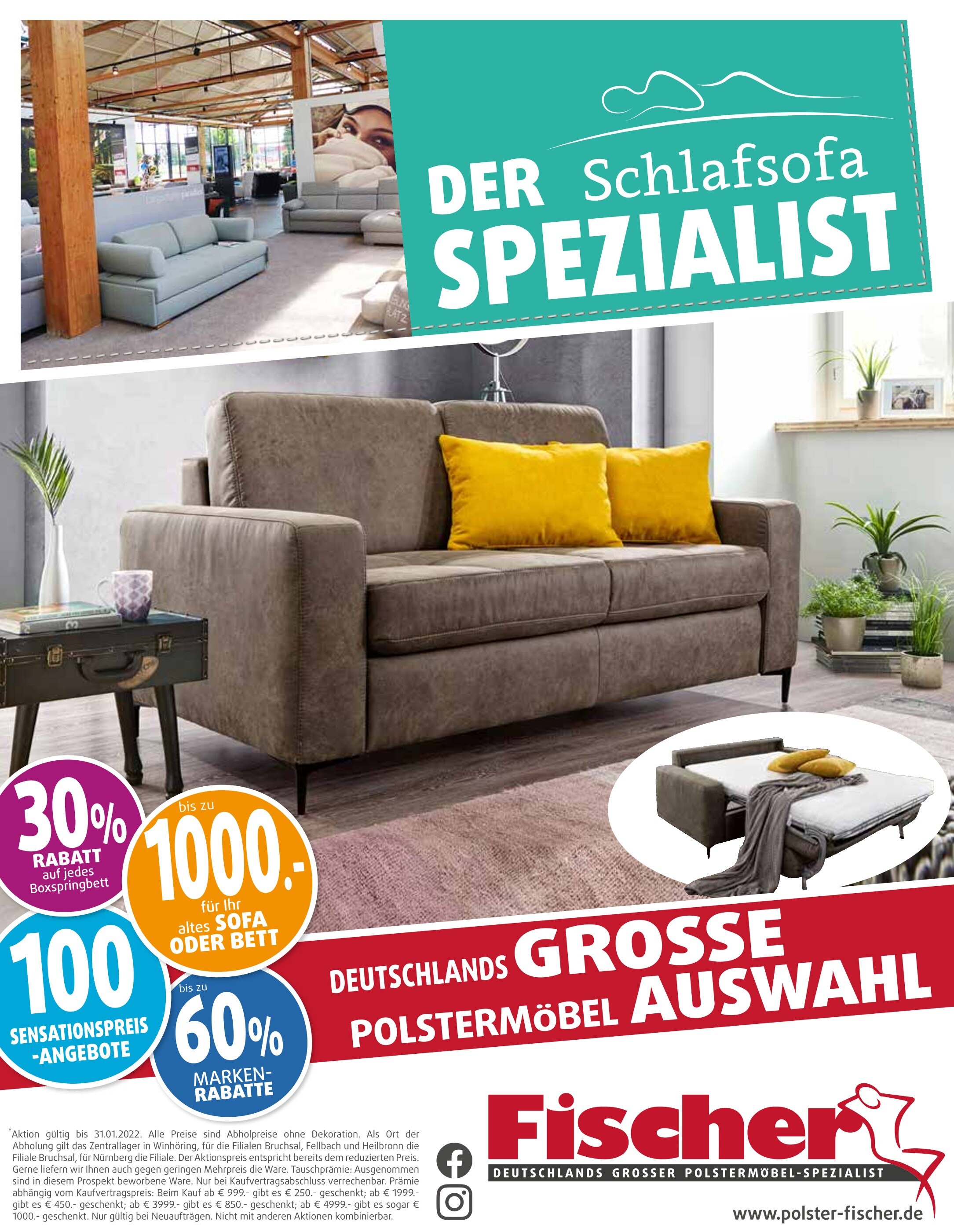 Polstermöbel Fischer Prospekt für Freilassing mit 14 Seiten Polstermöbel Fischer Prospekt für Freilassing: "Der Schlafsofa Spezialist", 14 Seiten, 19.01.2022 - 31.01.2022