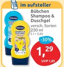 Shampoo & Duschgel im Angebot bei budni in Buchholz Shampoo & Duschgel Angebote von Bübchen bei budni Buchholz für 1,29 €