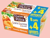 COMPOTE SANS SUCRES AJOUTÉS POMMES/ABRICOTS - Charles & Alice à 2,79 € dans le catalogue Netto