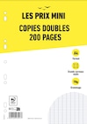 Copies doubles - 200 pages - A4 - grands carreaux (Seyes) - perforées - Les Prix Mini à 1,09 € dans le catalogue Bureau Vallée