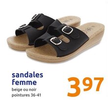 Sandales femme - Action à Montigny-le-Bretonneux Sandales femme en promo chez Action Montigny-le-Bretonneux à 3,97 €