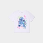 T-shirt manches courtes coton Stitch blanc fille à La Halle dans Baulne T-shirt manches courtes coton Stitch blanc fille à La Halle dans Baulne