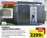 Gerätehaus „Highline Window Edition“ im Hagebaumarkt Prospekt Gerätehaus „Highline Window Edition“ von biohort im aktuellen Hagebaumarkt Prospekt für 2.299,00 €