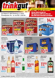 Trinkgut Prospekt "Neuburgs größter Getränkemarkt!", 4 Seiten, 20.10.2025 - 20.10.2025 Aktueller Trinkgut Prospekt, "Neuburgs größter Getränkemarkt!", mit Angeboten der Woche, gültig von 20.10.2025 bis 20.10.2025
