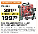 AKKU-SCHLAGSCHRAUBER SB 18 L Angebote von metabo bei OBI Hilden für 199,99 €