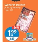 Lyoner in Streifen im V-Markt Prospekt Lyoner in Streifen von im aktuellen V-Markt Prospekt für 1,99 €