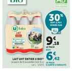 Lait UHT entier - U Bio - Super U à Perpignan Lait UHT entier - U Bio en promo chez Super U Perpignan à 6,42 €