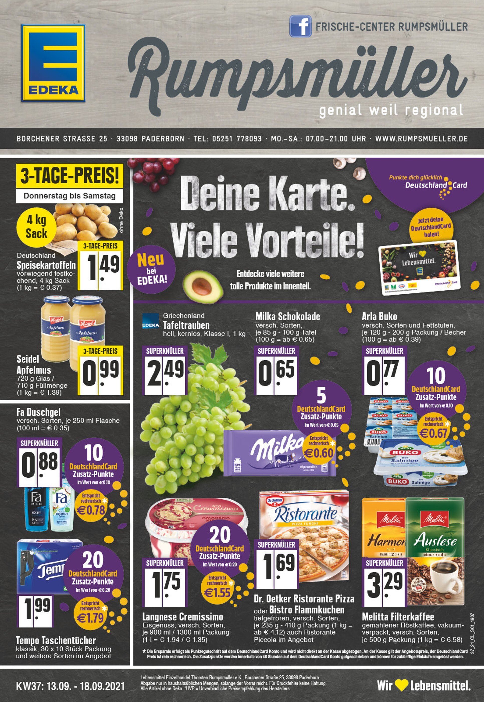 EDEKA Prospekt für Paderborn mit 32 Seiten EDEKA Prospekt für Paderborn: "Aktuelle Angebote", 32 Seiten, 13.09.2021 - 18.09.2021