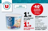 Rillettes Thon - U en promo à 1,19 € chez Hyper U Rillettes Thon - U dans le catalogue Hyper U