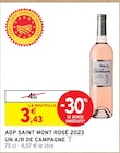 Promo AOP Saint Mont rosé 2023 à 3,43 € dans le catalogue Intermarché à Pont-de-Salars