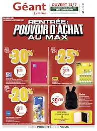 Catalogue Géant Casino à Tours, avec 48 pages Prospectus Géant Casino à Tours, "Rentrée : pouvoir d'achat au max", 48 pages, 08/08/2022 - 04/09/2022