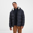 Doudoune doublée à capuche bleu foncé homme - La Halle à Limoges Doudoune doublée à capuche bleu foncé homme en promo chez La Halle Limoges à 48,99 €