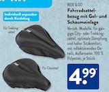 Fahrradsattelbezug mit Gel- und Schaumeinlage im Angebot bei ALDI SÜD in Esslingen Fahrradsattelbezug mit Gel- und Schaumeinlage Angebote von RIDE & GO bei ALDI SÜD Esslingen für 4,99 €