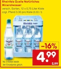Natürliches Mineralwasser im Angebot bei Netto Marken-Discount in Solingen Natürliches Mineralwasser Angebote von Rheinfels Quelle bei Netto Marken-Discount Solingen für 4,99 €