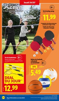 Promotion Ballon dans le prospectus Lidl, valable du 21/07/2025 au 24/07/2025 Promo Ballon dans le catalogue Lidl du moment à la page 26