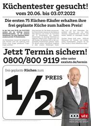 XXXLutz Möbelhäuser Prospekt für Bandenitz: Küchentester gesucht!, 2 Seiten, 20.06.2022 - 03.07.2022