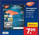 Norwegische Lachsfilets im Netto Marken-Discount Prospekt Norwegische Lachsfilets von Sea Gold im aktuellen Netto Marken-Discount Prospekt für 7,99 €