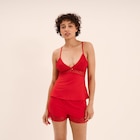 Promo Ensemble pyjama short dentelle 2 pièces rouge femme à 16,09 € dans le catalogue La Halle à Coulommiers