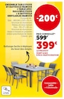 Ensemble table figue et fauteuils mangue 1 table avec rallonge figue + 6 fauteuils empilables mangue en promo chez Hyper U Périgueux à 399,00 €