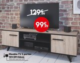 Meuble TV 2 portes 151x39x46cm en promo chez Maxi Bazar Dunkerque à 99,99 €
