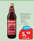 Cranberry Muttersaft von Rabenhorst für 5,99 € bei budni im Angebot Cranberry Muttersaft von Rabenhorst im aktuellen budni Prospekt