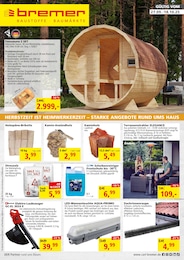 Carl Bremer GmbH & Co. KG Prospekt für Lübeck mit 8 Seiten Carl Bremer GmbH & Co. KG Prospekt für Lübeck: "HERBSTZEIT IST HEIMWERKERZEIT – STARKE ANGEBOTE RUND UMS HAUS", 8 Seiten, 27.09.2025 - 18.10.2025
