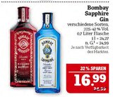 Sapphire Gin Angebote von Bombay bei Marktkauf Schwabach für 16,99 €