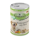 Aktuelles LandFleisch Dog Classic Rinderpansen mit Reis und Gartengemüse 400 g Angebot bei Zookauf in Bremen ab 1,29 €