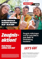 Aktueller MediaMarkt Saturn Bochum Prospekt "Zeugnisaktion! Gute Noten zahlen sich aus!" mit 1 Seite