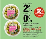 Olives Ail & Basilic - PÈRE OLIVE en promo chez E.Leclerc Olives Ail & Basilic - PÈRE OLIVE dans le catalogue E.Leclerc