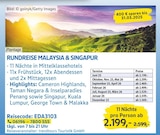 RUNDREISE MALAYSIA & SINGAPUR bei EDEKA im Bruchmühlbach-Miesau Prospekt für 2.199,00 €