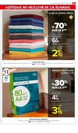 Prix et réduction Linge De Toilette dans le prospectus Carrefour Market en cours Offre Linge De Toilette dans le catalogue Carrefour Market du moment à la page 61