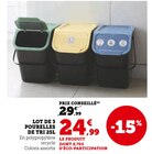 Lot de 3 poubelles de tri 25L en promo chez Super U Poitiers à 24,99 €