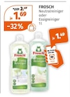 Neutralreiniger oder Essigreiniger im Angebot bei Müller in Oberhausen Neutralreiniger oder Essigreiniger Angebote von FROSCH bei Müller Oberhausen für 1,49 €