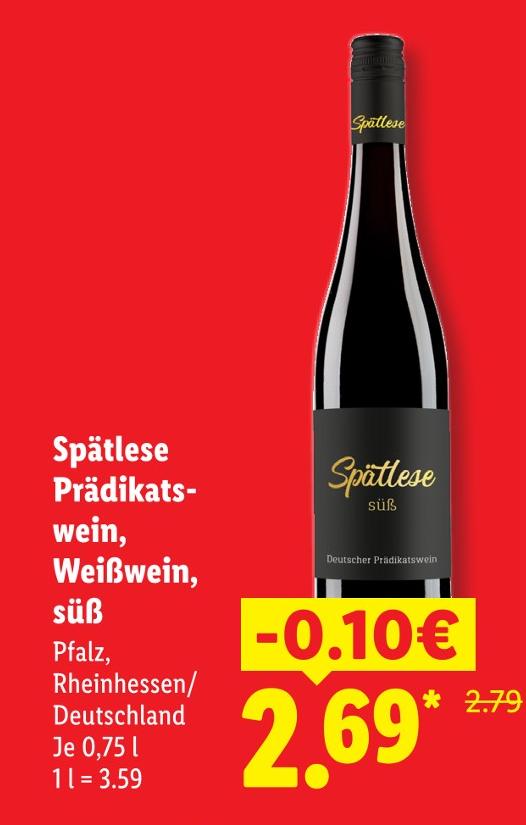 Spätlese Prädikatswein, Weißwein, süß