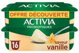 Yaourt aux probiotiques saveur vanille en offre découverte - Activia en promo chez Intermarché Super Yaourt aux probiotiques saveur vanille en offre découverte - Activia dans le catalogue Intermarché Super