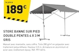 Promo Store banne sur pied double pentes 4 x 3 m gris à 189,00 € dans le catalogue Tout Faire à Acheux-en-Amiénois