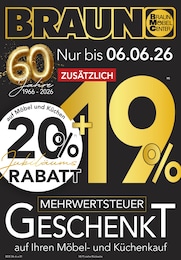 BRAUN Möbel-Center Prospekt: "60 JAHRE BRAUN MÖBEL CENTER", 4 Seiten, 30.05.2026 - 06.06.2026