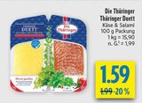 Thüringer Duett Käse & Salami im diska Prospekt Thüringer Duett Käse & Salami von Die Thüringer im aktuellen diska Prospekt für 1,59 €