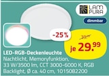 Aktuelles LED-RGB-Deckenleuchte Angebot bei ROLLER in Bochum ab 29,99 €