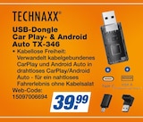 USB-Dongle Car Play- & Android Auto TX-346 im Angebot bei expert in Wuppertal USB-Dongle Car Play- & Android Auto TX-346 Angebote von Technaxx bei expert Wuppertal für 39,99 €