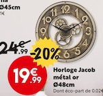 Horloge Jacob métal or Ø48cm en promo chez Maxi Bazar Issy-les-Moulineaux à 19,99 €