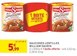 Saucisses Lentilles - WILLIAM SAURIN dans le catalogue Intermarché Super