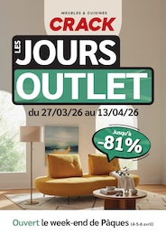 Catalogue Crack à Lourches, avec 51 pages Prospectus Crack à Lourches: "LES JOURS OUTLET", 51} pages, 27/03/2026 - 13/04/2026