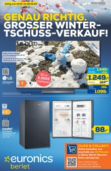 Fernseher im EURONICS Prospekt "GENAU RICHTIG. GROSSER WINTER-TSCHÜSS-VERKAUF." mit 8 Seiten (Bergkamen)